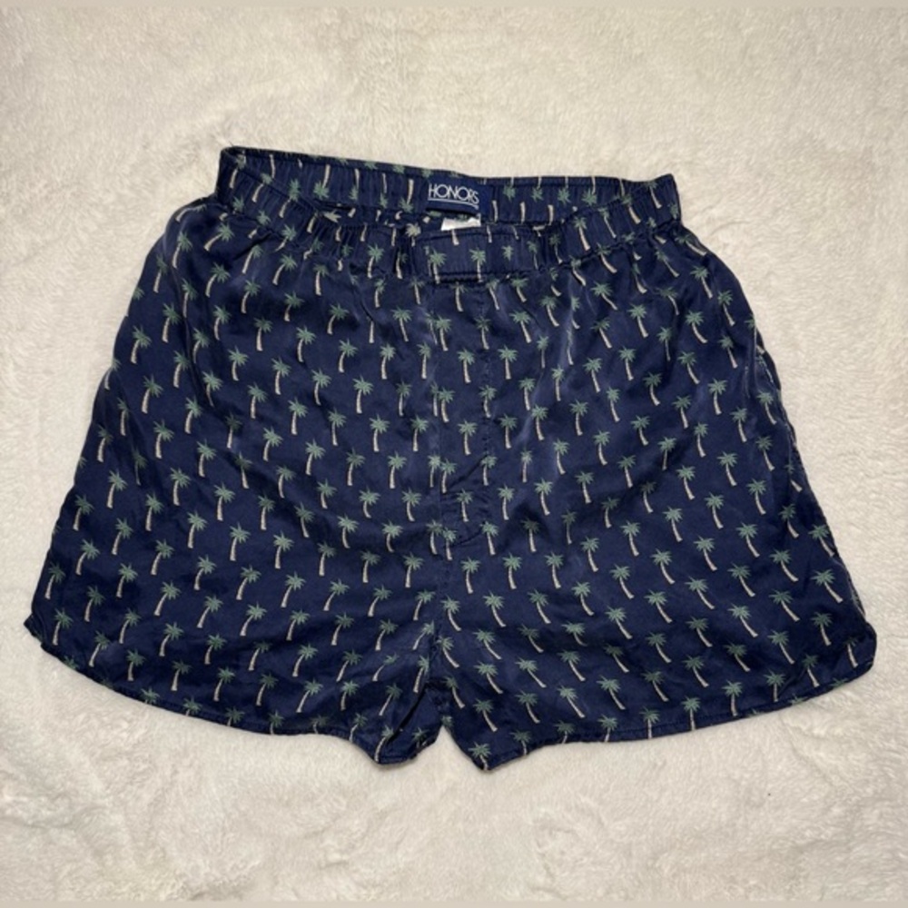 VINTAGE 80s RARE Men’s 100% Silk Honors Palm Tree Print Boxers